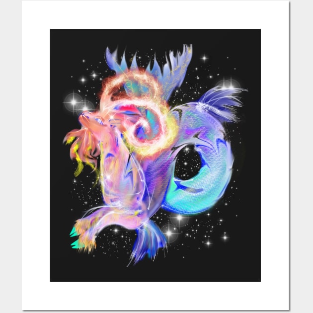 Colorful Rainbow Capricorn symbol image astrology zodiac art Wall Art by starchildsdesigns